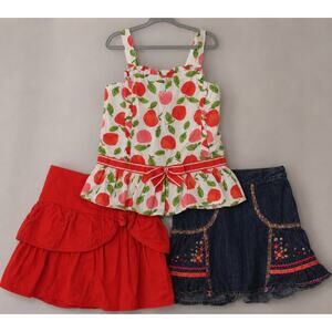 Gymboree Mixed Lot Girls Size 9/10 Strawberry & Denim Skirts Bundle EUC